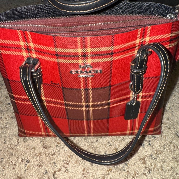 Coach Red Plaid Mollie 25 Bag